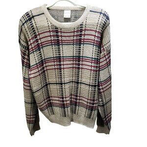 Windridge Sweater Men's Large Knit Beige Black Red Y2K 90's Vintage